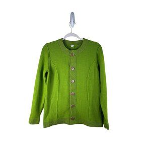 Green Knit Cardigan Large Button Golincore Gremlincore Grannycore Normcore M